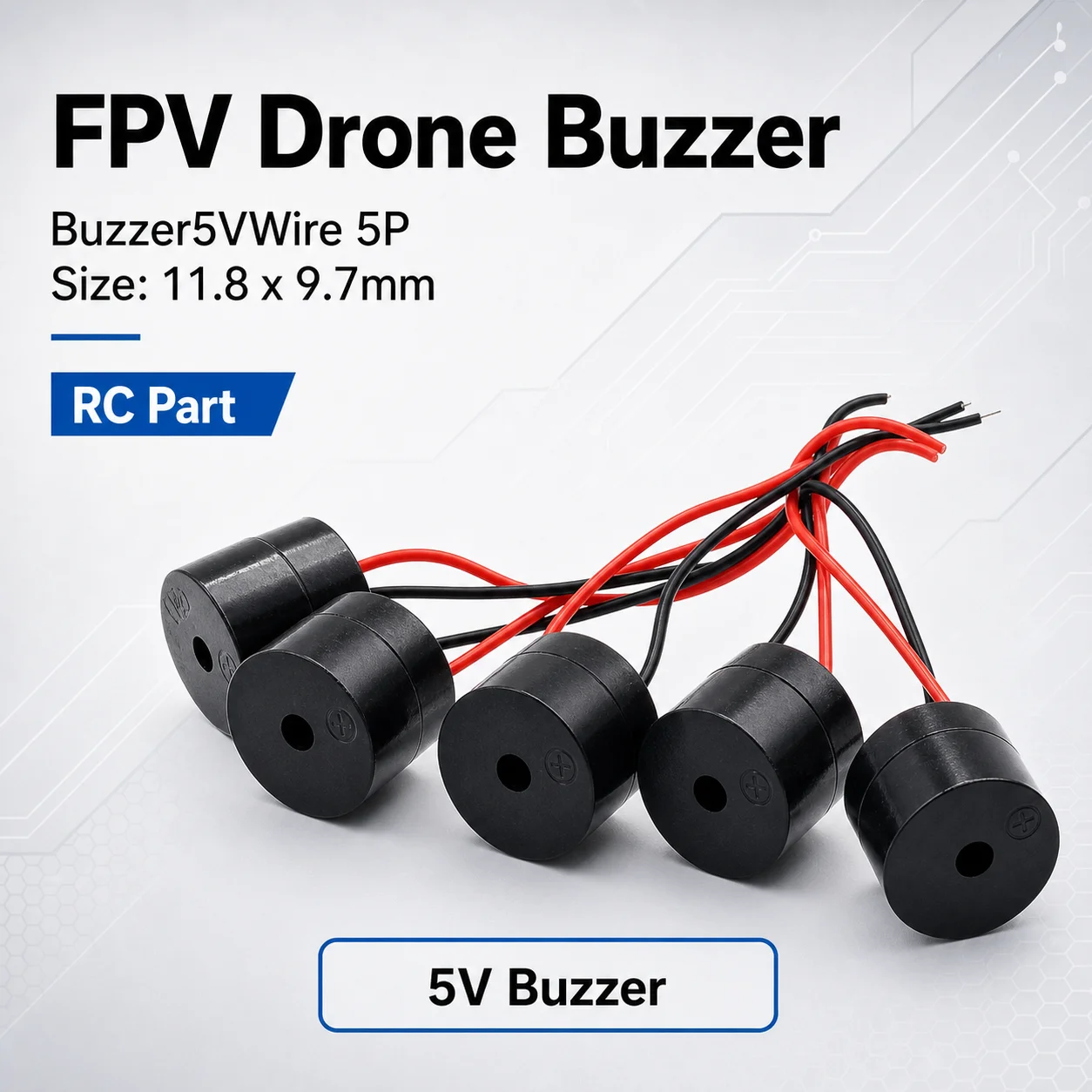 5V Buzzer mit Kabel 5P 110dB Alarm-Summer für FPV Drohne RC Flugzeug Racing Quadcopter DIY Bausatz Reparatur