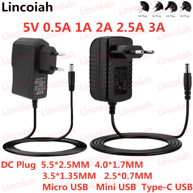 DC 5V 0,5A 0,8A 1A 2A 2,5A 3A AC 100-240V Konverter Netzteil 5V Volt – Bild 2