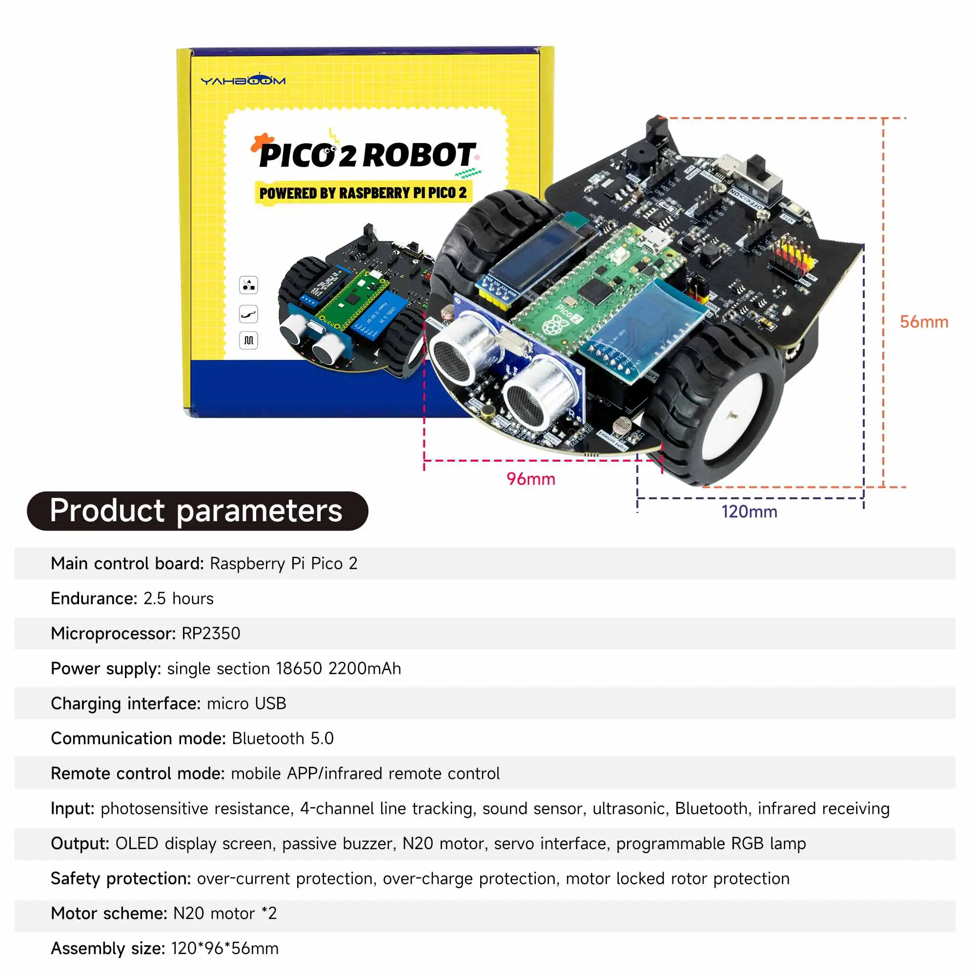 Raspberry Pi Pico 2 Roboter-Auto-Kit, programmierbares Auto – Bild 4