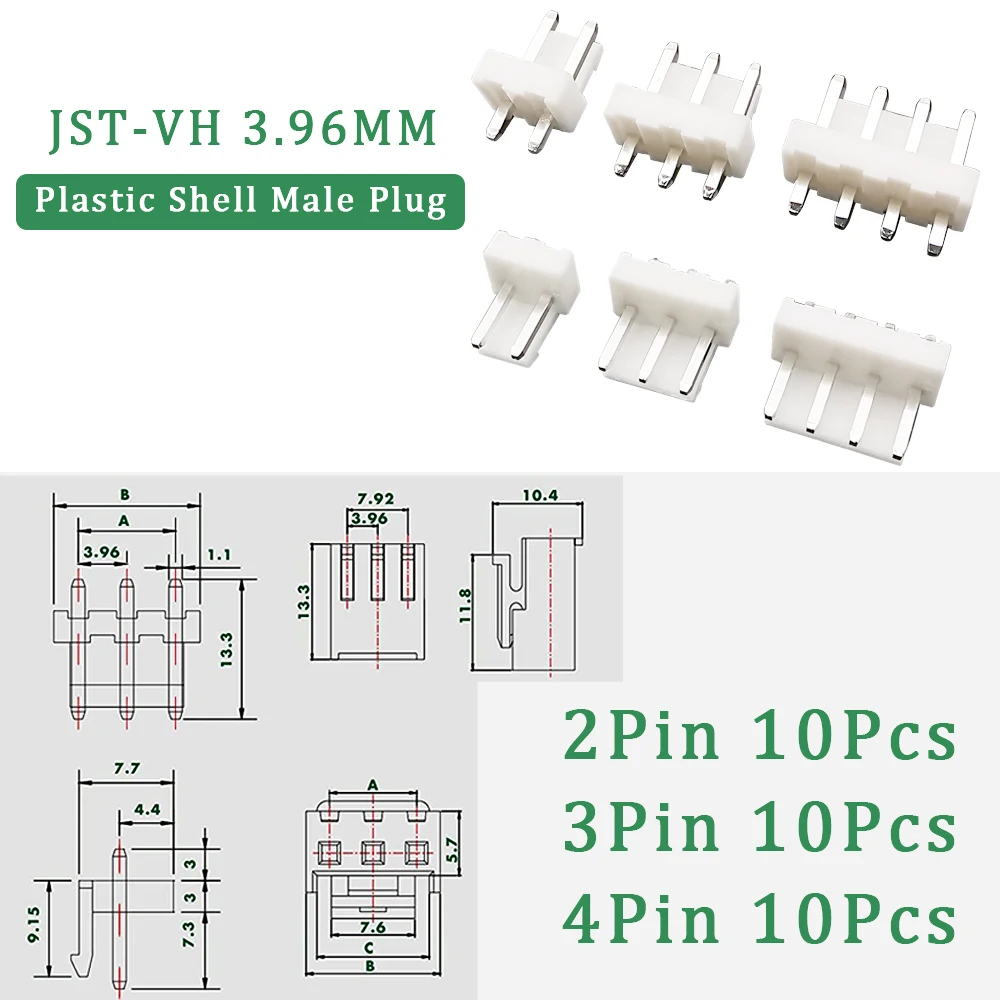 Schachtel JST VH3.96 Pin Header Stecker 2/3/4 Pin JST VH (120 Stück) – Bild 4
