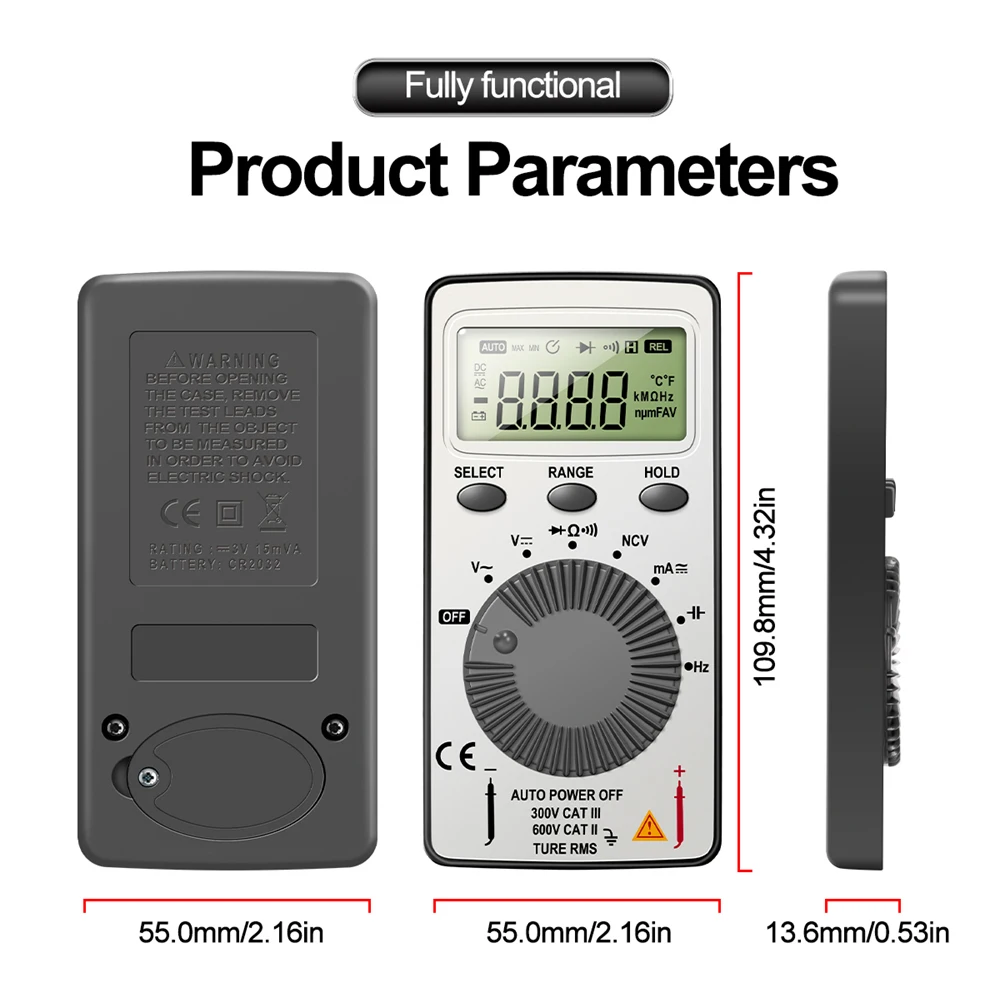 Digitalanzeige Tragbare Karte Digitalmultimeter 0MV ~ 600V Ultradünnes – Bild 3