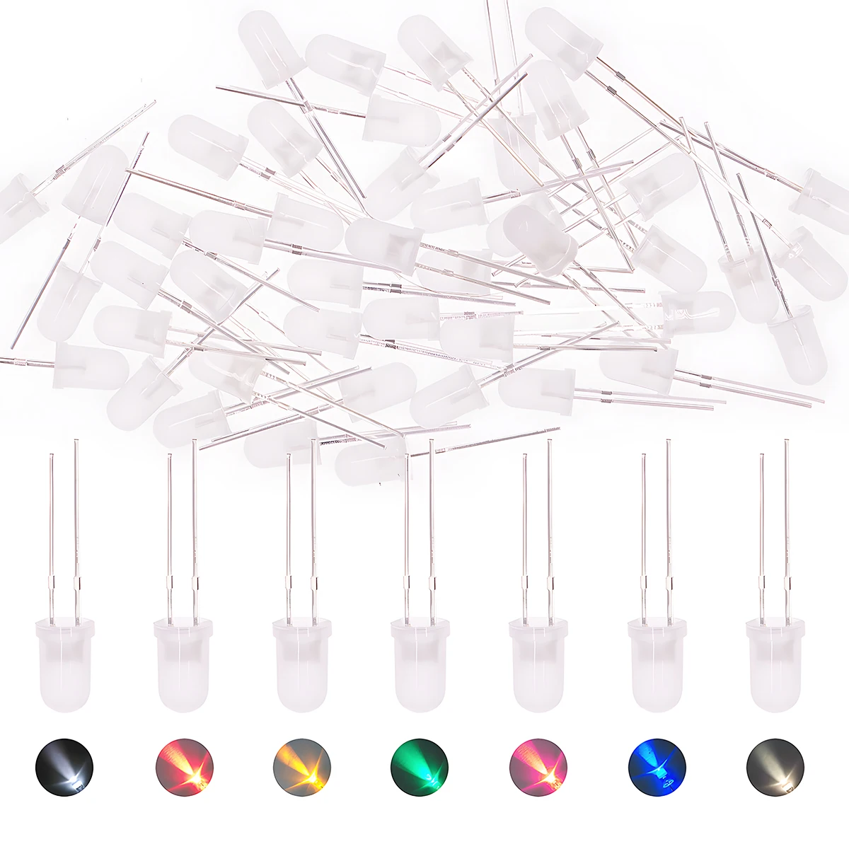 5-mm-LED-Dioden-Sortimentsset, lichtemittierend, F5, Weiß, Grün, Rot – Bild 4