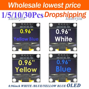 0,96 Zoll OLED-Displaymodul SSD1306-Treiber 128*64 Auflösung IIC I2C Serieller Anschluss Weiß Blau Gelb