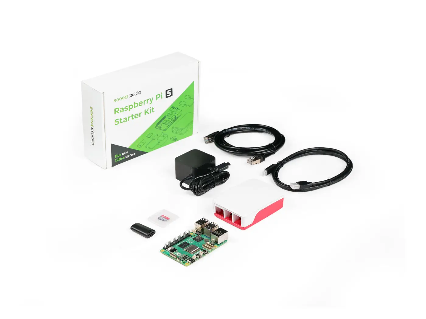 Raspberry Pi 5 4GB 8GB 16GB Starter-Pack mit Lüfter Gehäuse 128GB SD-Karte Netzteil Micro HDMI LAN-Kabel