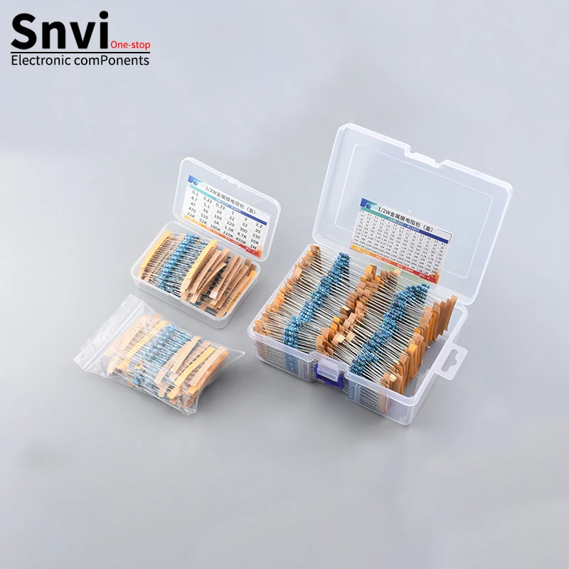 1/2 W Metallschichtwiderstände-Set, 300 Stück/Packung, 1300 Stück, 1 10 220 330 470 1 K, 4,7 K, 10 K Ohm, 1 %