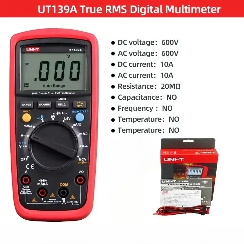 UNI-T UT139A Digitalmultimeter für Elektriker, multifunktional, hochpräzise, klein, tragbar und intelligent