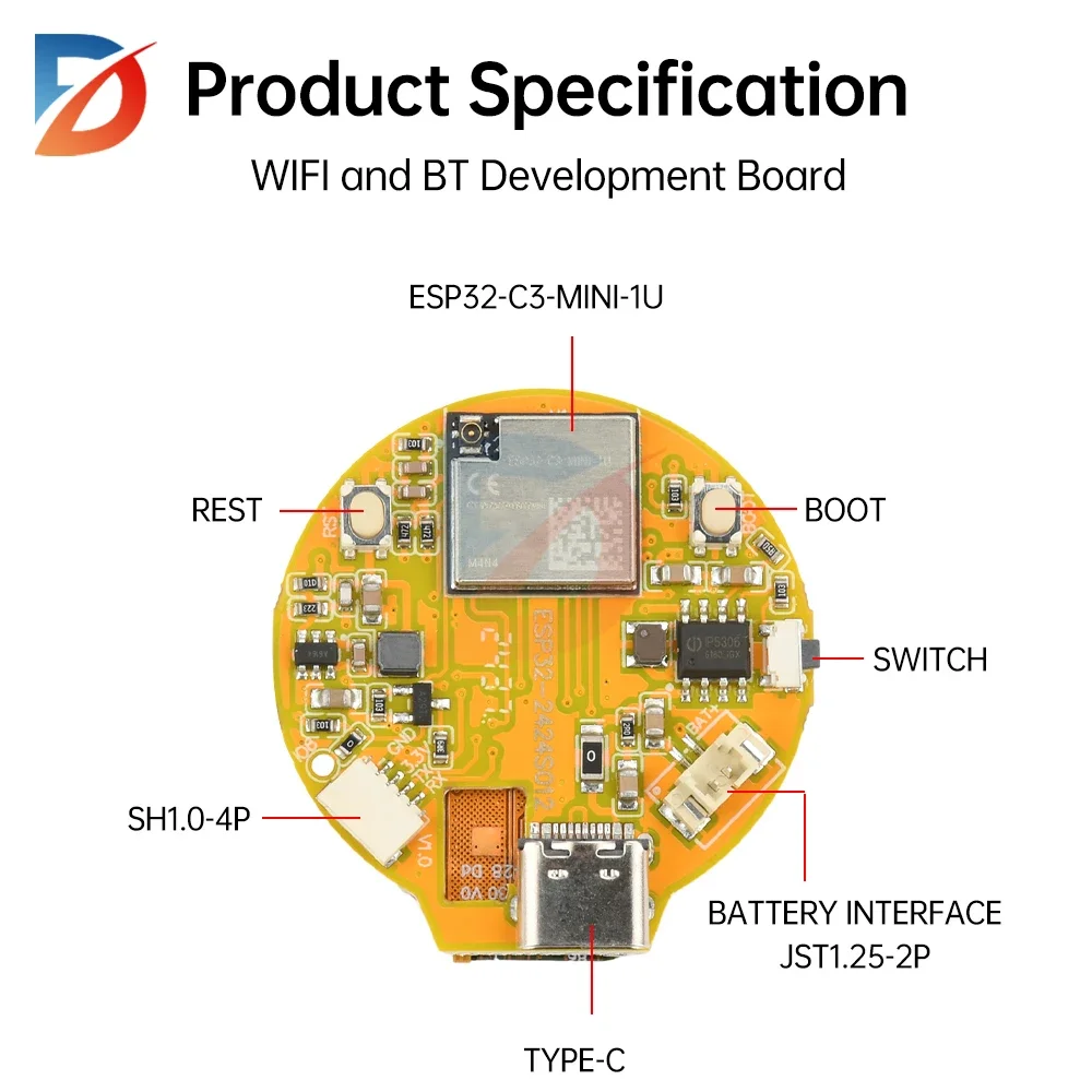 ESP32-C3 Arduino LVGL WLAN- und Bluetooth-Entwicklungsboard mit 1,28 – Bild 3