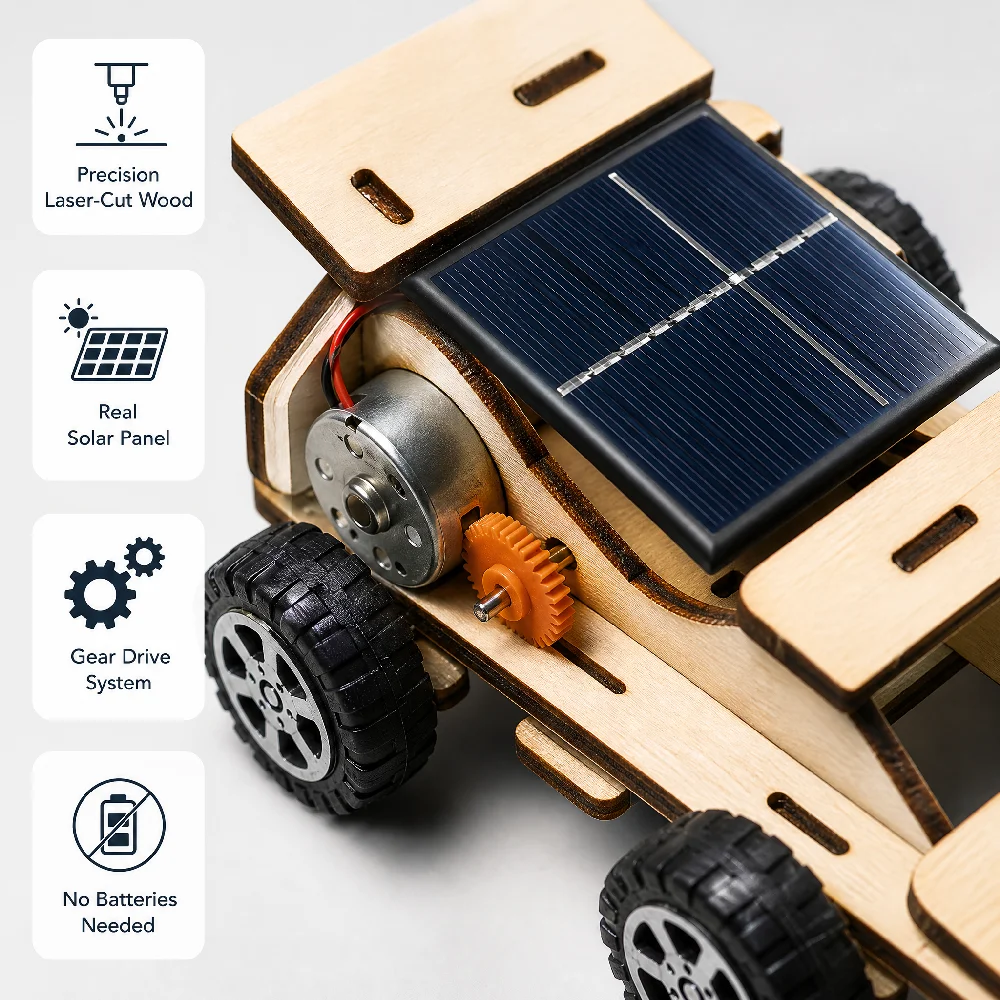 Holz-Solarauto DIY Wissenschafts-Experimentier-Set für Kinder – Bild 3