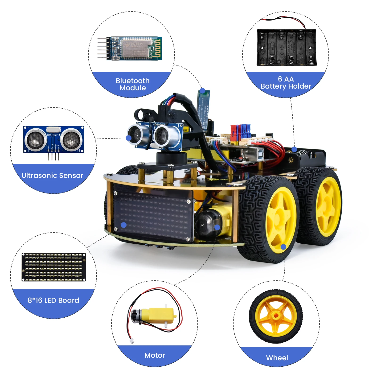 Keyestudio 4WD Multi BT Smart Car für Arduino Kit Roboter Verbesserte – Bild 3