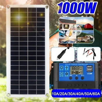 1000W Solarpanel 12V Solarzelle mit 60A 100A Controller Solarladung für Telefon RV Auto MP3 PAD Ladegerät
