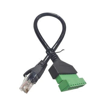 20cm RJ45 auf Schraubklemmenblock 8P Stecker Ethernet RJ45 Männlich Weiblich zu 8-Pin Schraubklemmen