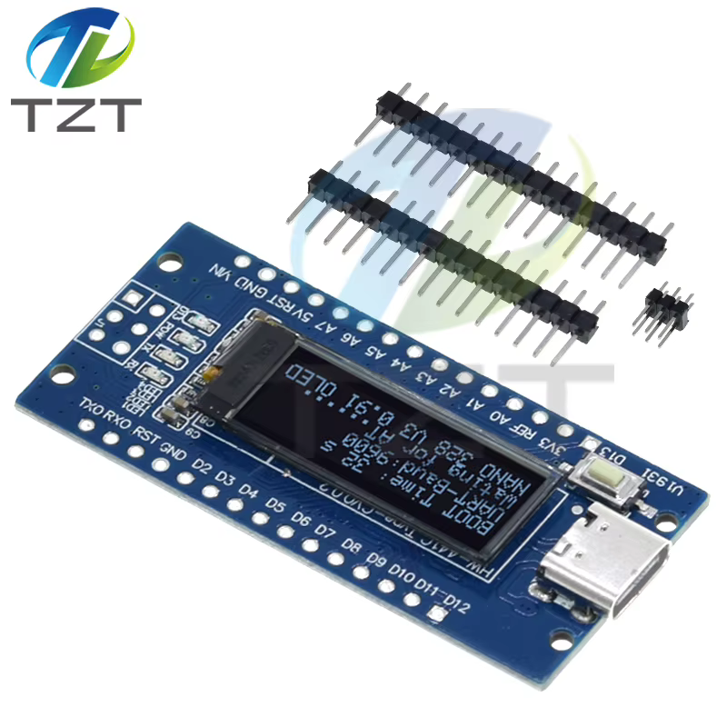Nano V3.0 Atmega328P Ch340C Eingebautes 0,91-Zoll-OLED-Display mit 128*32 Auflösung, Iic I2C-kompatibel