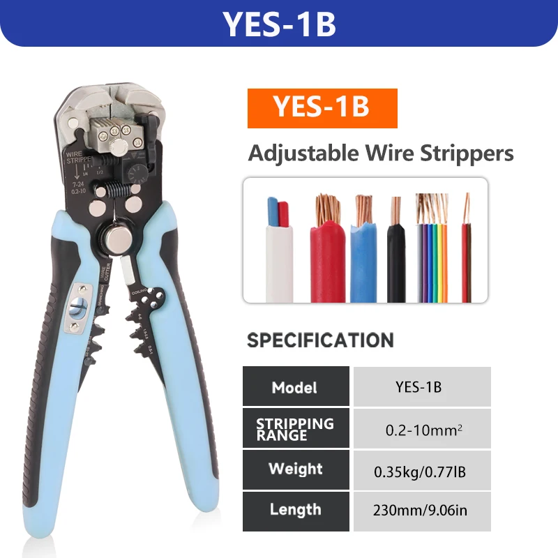 Abisolierzange (0,25-10 mm2) 5-in-1 YES-1B Multifunktionale automatische Werkzeuge zum Crimpen, Schneiden
