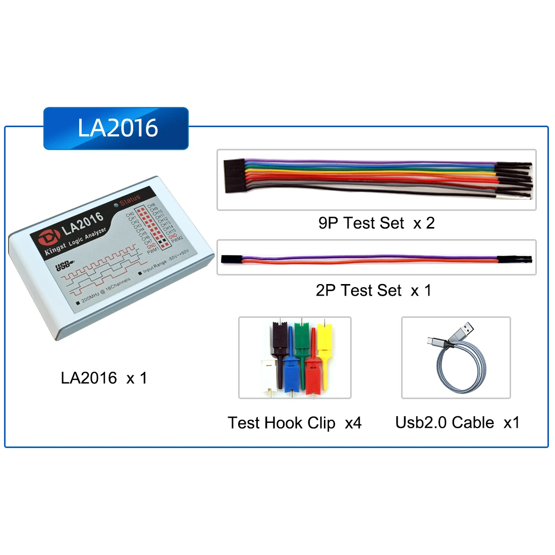 Kingst LA2016 USB Logic Analyzer 200M max probe rate,16 Kanäle, 10B – Bild 2
