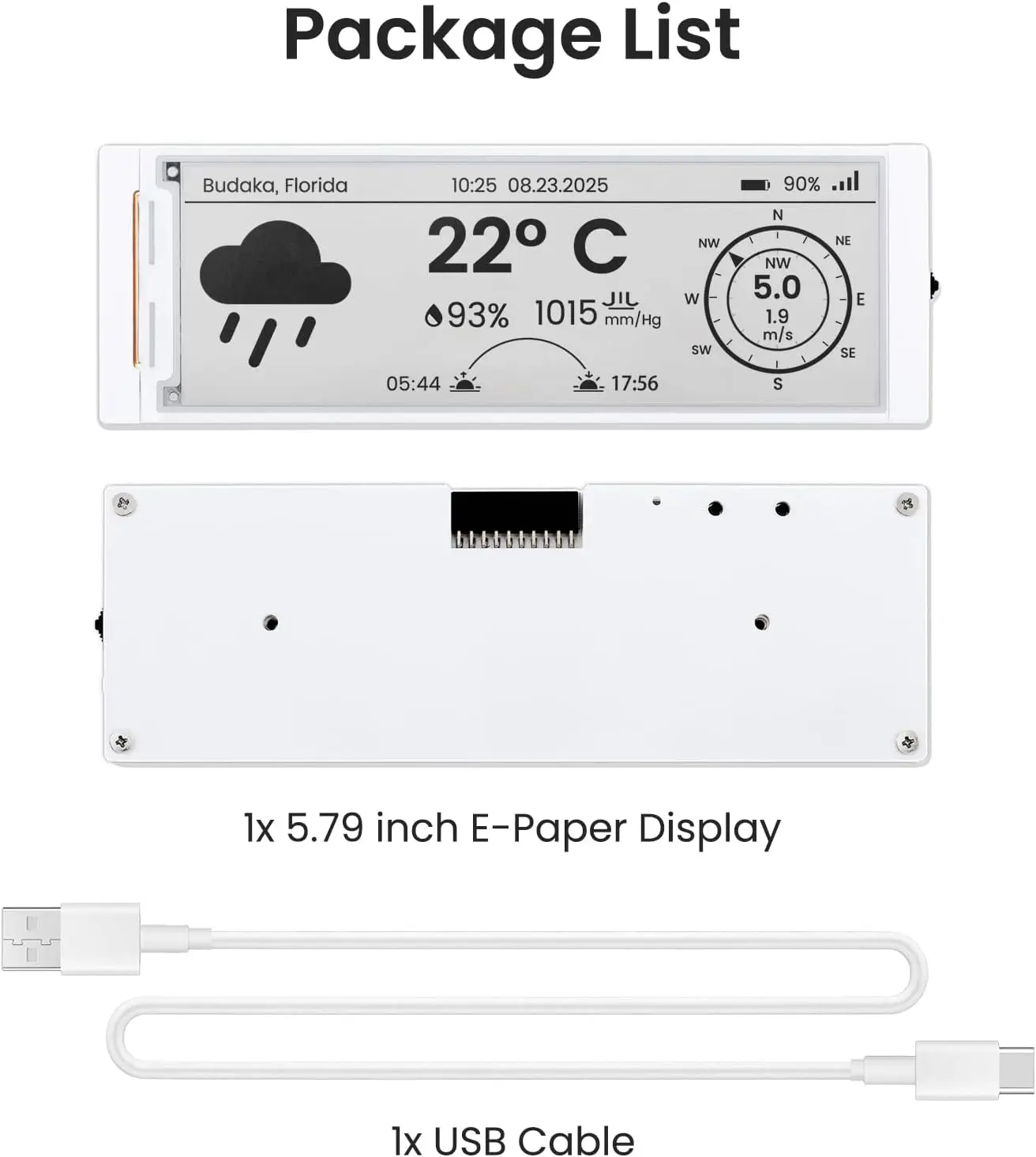 ELECROW ESP32 E-Ink-Display 5,79 Zoll E-Paper HMI-Display Schwarz/Weiß