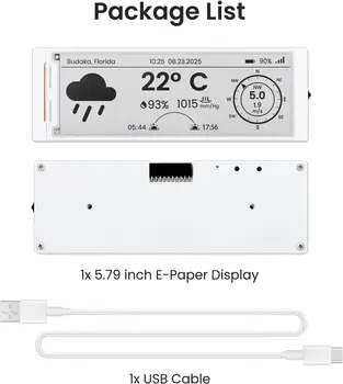 ELECROW ESP32 E-Ink-Display 5,79 Zoll E-Paper HMI-Display Schwarz/Weiß