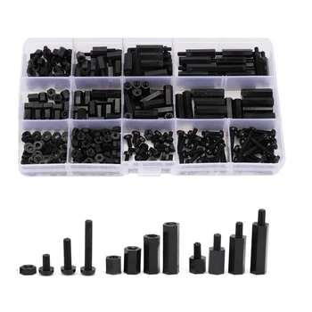 320/300/250pcsM2 M 2,5 M3 Schwarz Kunststoff Nylon Isolierte Hex Standoff Hexagon Säule Spacer Spalte Schraube