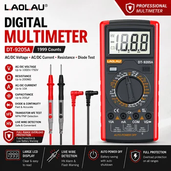 DT-9205A Digitales Multimeter, 1999 Anzeigen, LCD-Anzeige, AC/DC-Spannung, Strom, Widerstand, Kapazität