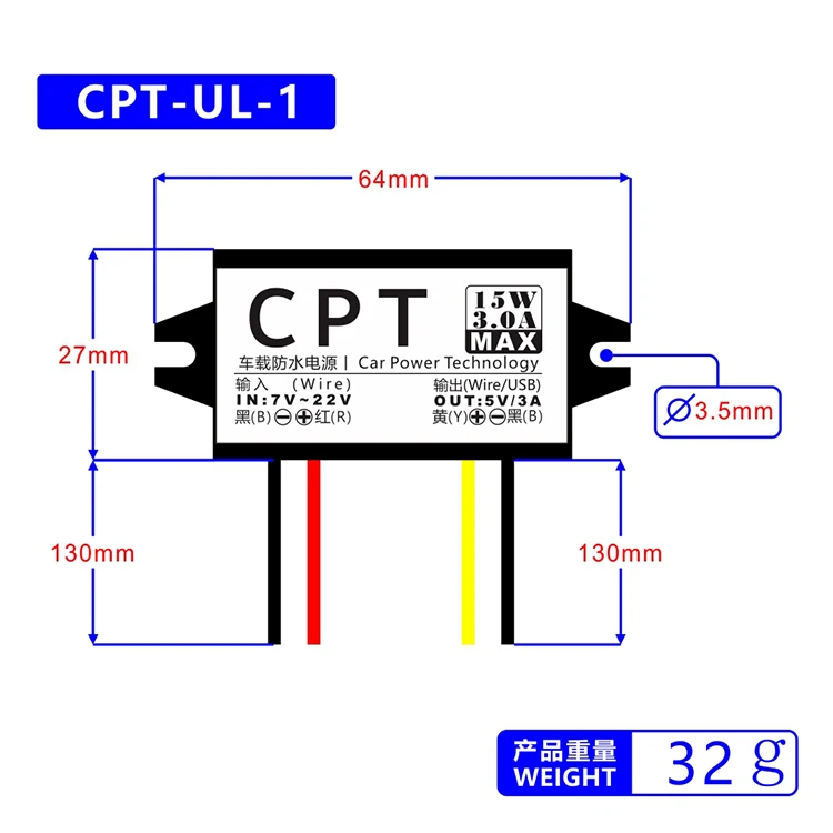 DC-DC 12V bis 5V 3A 15W Auto-Stromrichter Micro Mini USB Step Down – Bild 6