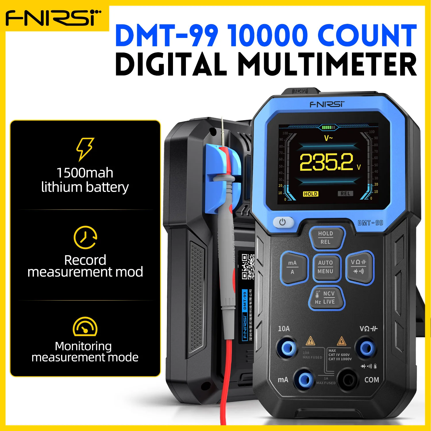 FNIRSI DMT-99 Digitalmultimeter 9999 Zählungen Smart Professional Tester 1000 V 10 A True RMS Auto Range AC DC