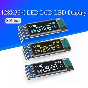 0,91 Zoll OLED-Modul 0,91' Weiß/Blau OLED 128X32 OLED LCD LED SSD1306 Anzeigemodul 0,91' IIC Kommunikation