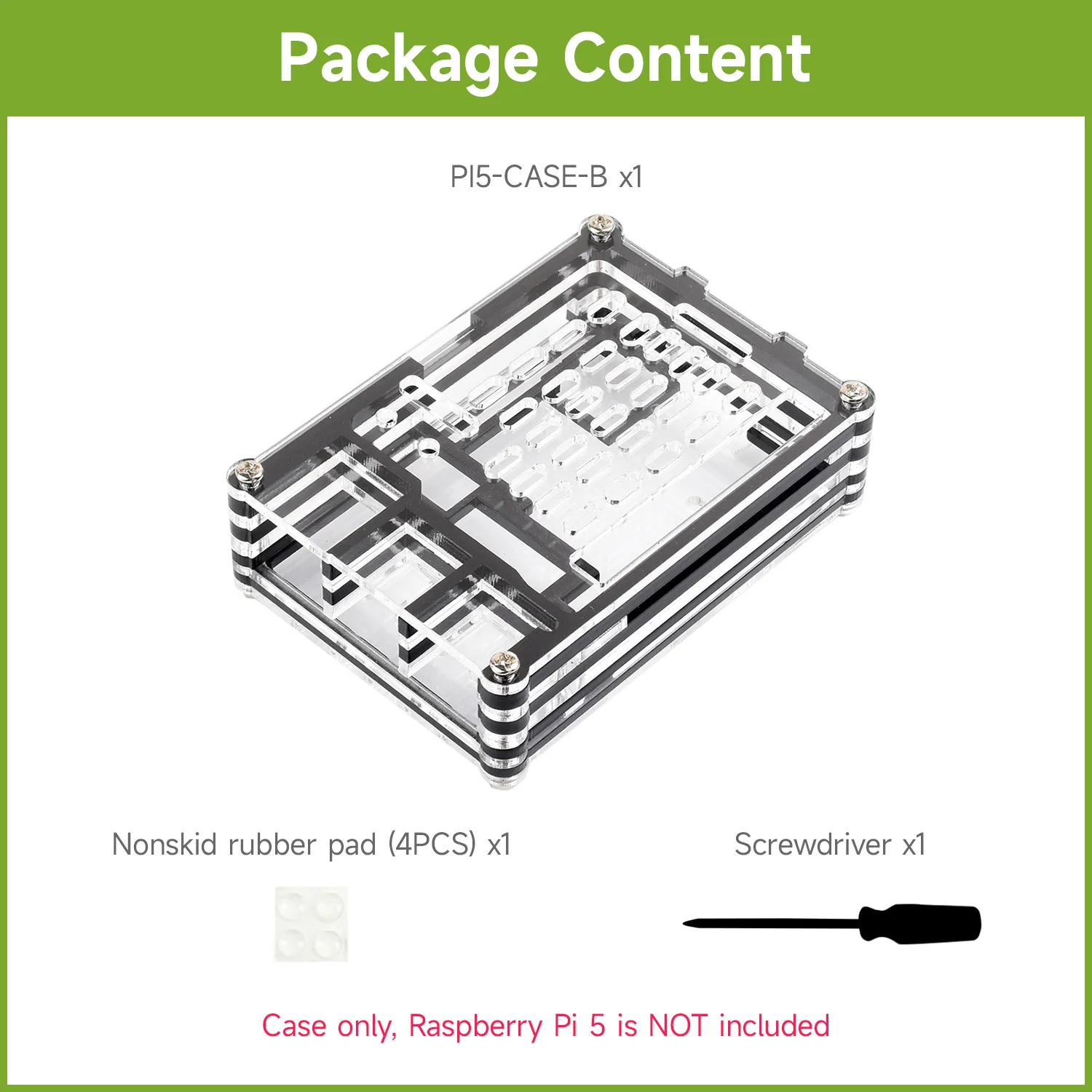 Waveshare Raspberry Pi 5-GehäuseTransparentes und schwarzes – Bild 2