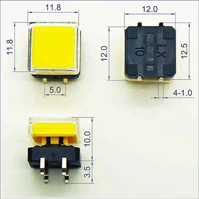 12x12x10mm Taktschalter mit Kunststoffkappen Momentary (10 Stück) – Bild 6