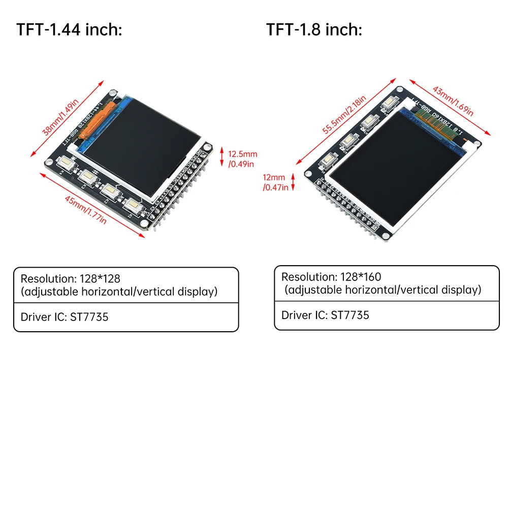 LCD-Anzeigemodul 0,96/1,3/1,44/1,8 Zoll TFT IPS Farbbildschirm ST7735 – Bild 4