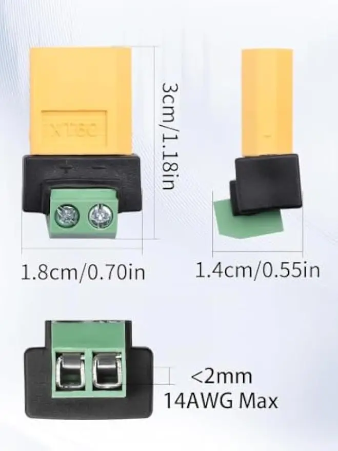 XT60 auf 2-Pin-Schraubklemmenadapter 10A lötfreier Konverter (2 Stück) – Bild 3