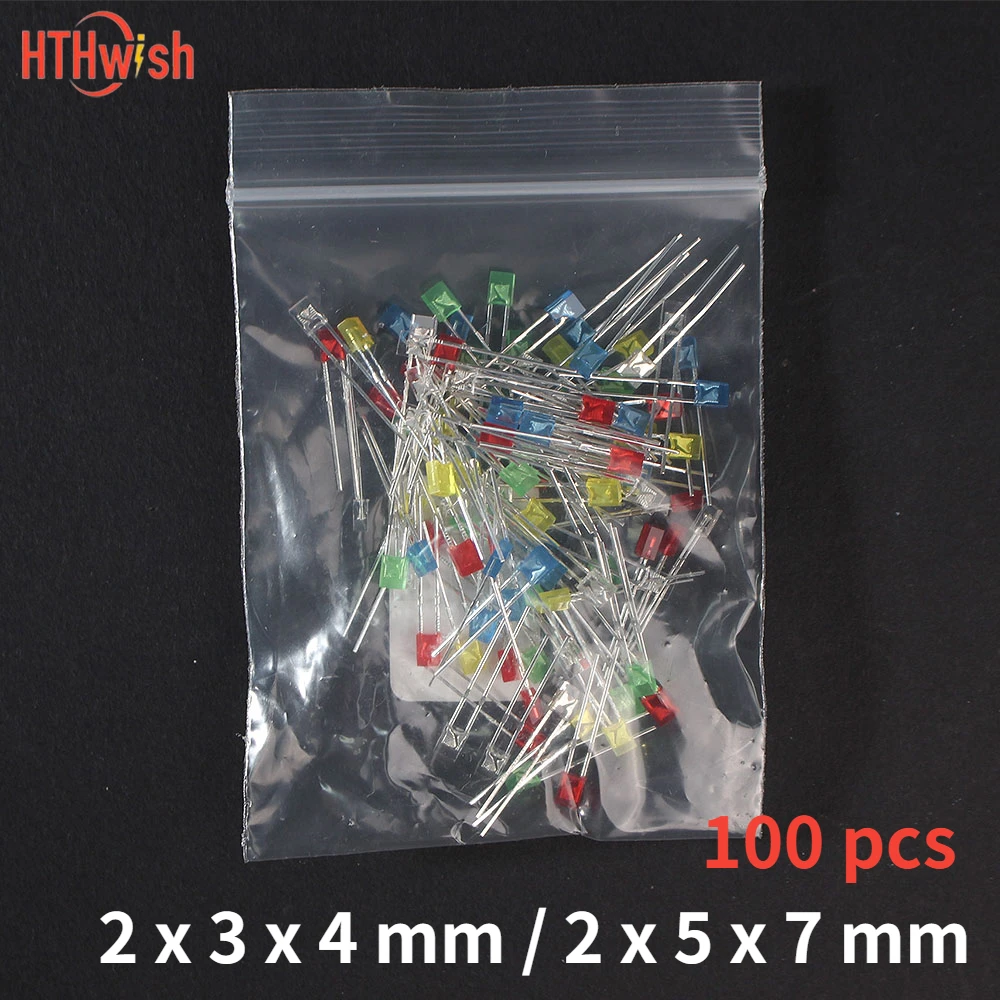Platz LED Kit 2x3x4/2x5x7MNM LED Diode Lichter Beleuchtung Glühbirne Lampen Elektronik Komponenten (100 Stück)