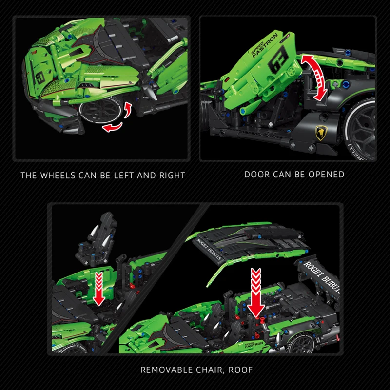 MOC Technische Grüne Racing Auto Bausteine Set Modell Kit DIY Montage – Bild 5