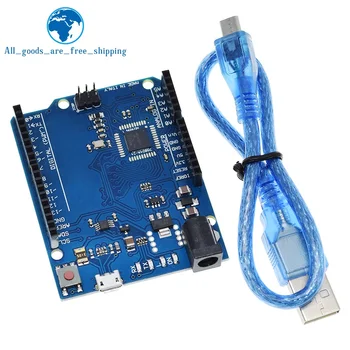 Atmega32u4 Leonardo R3 Mikrocontroller-Board mit USB-Kabel, kompatibel mit Arduino DIY Starter Kit