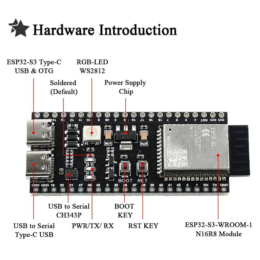 ESP32-S3 WLAN-BT-Modul Entwicklungsboard für Arduino IDE ESP32-S3 – Bild 2