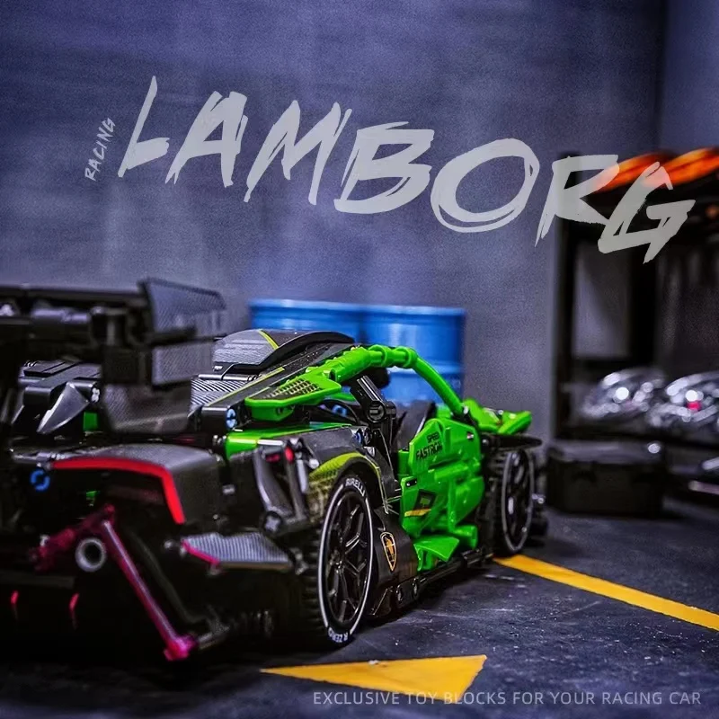 MOC Technische Grüne Racing Auto Bausteine Set Modell Kit DIY Montage – Bild 3