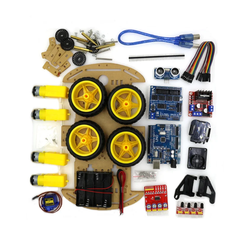 4WD 4-Rad Smart Car Chassis Kit 2WD 2-Rad DIY Roboter-Auto-Set Tracking Bluetooth Intelligentes Auto DIY