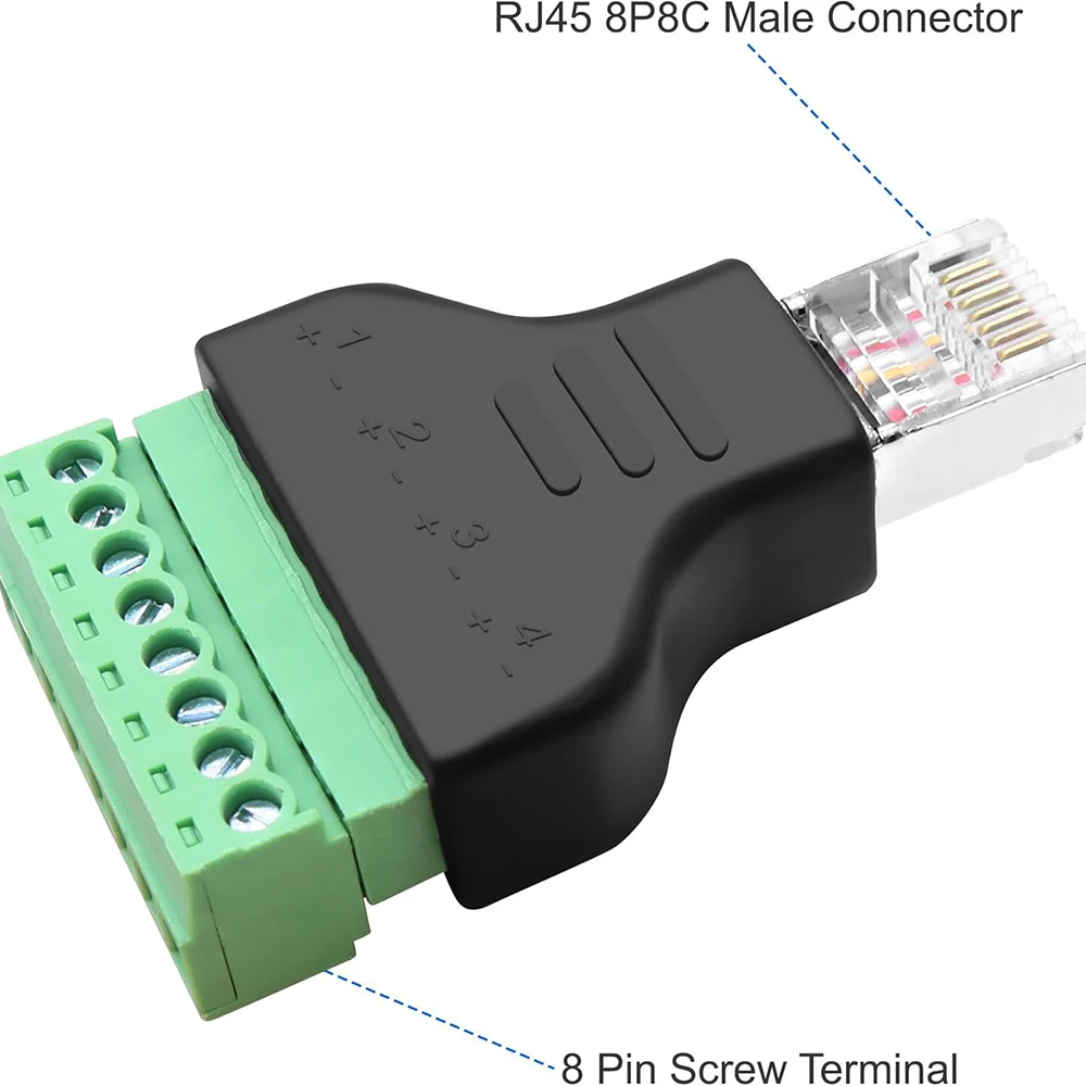 RJ45 Stecker-Buchse zu 8-poligem Schraubklemmenadapter RJ45 8P8C – Bild 3