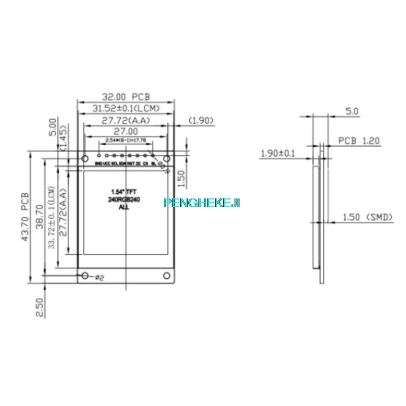 1,54 Zoll TFT LCD-Display LCD-Modul 240 × 240 – Bild 5