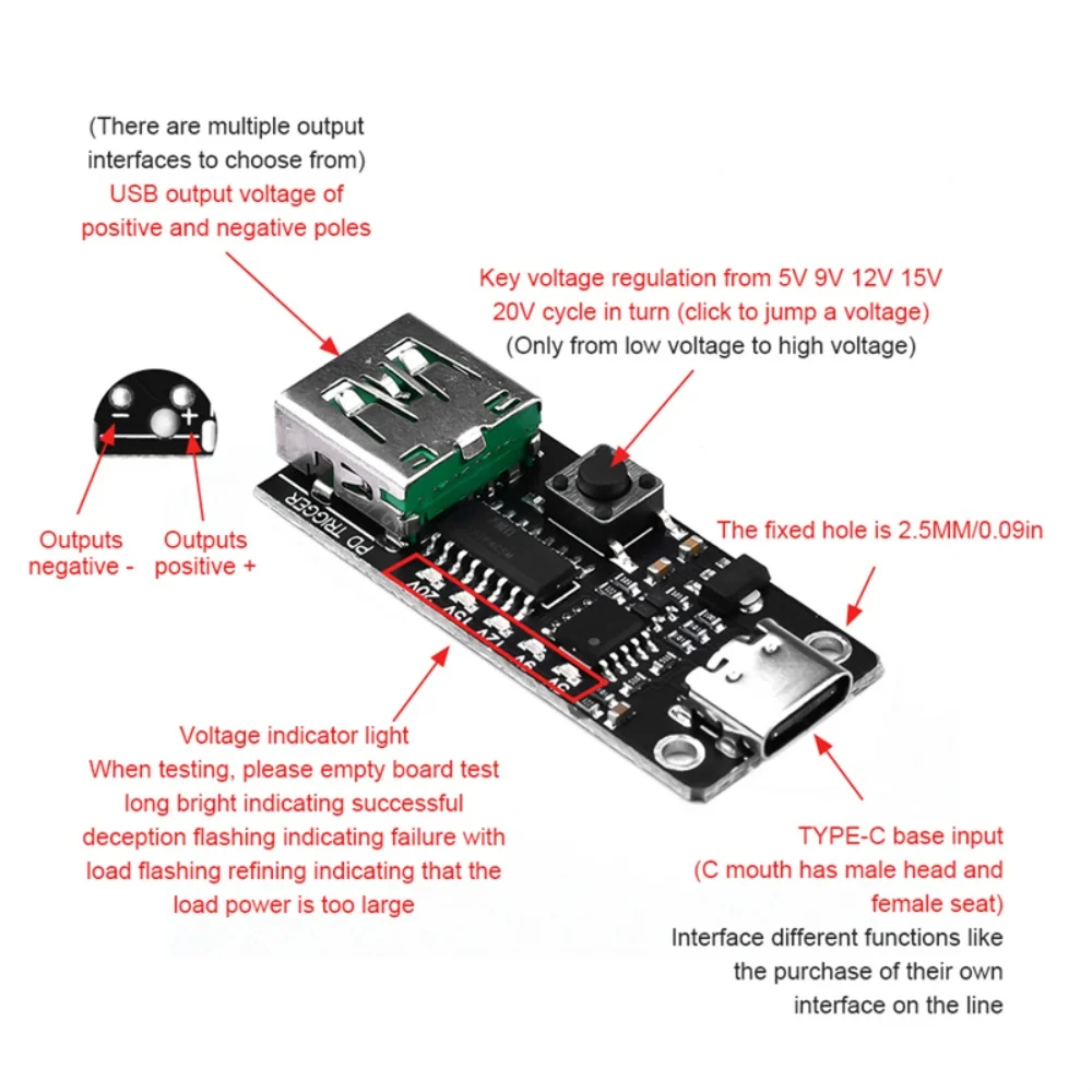 100W 5A USB-C Schnellladungs-Trigger-Board-Modul PD/QC Decoy-Board – Bild 3