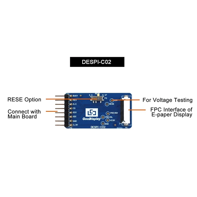 Verbindungsadapter E-Ink HAT für E-Paper-Display DESPI-C02 [To&On-e] – Bild 3
