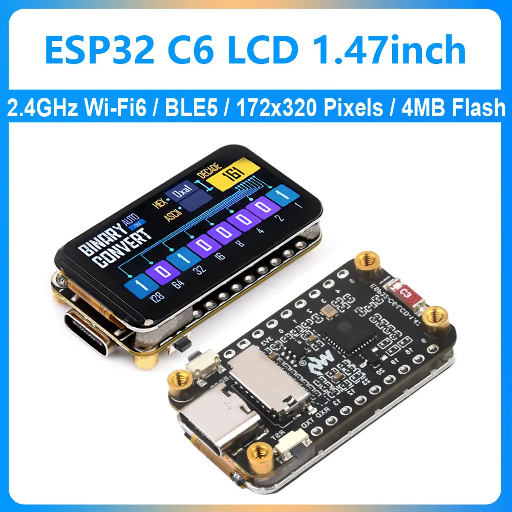 ESP32 C6 Entwicklungsboard 262K Farbe ST7789 1,47 Zoll LCD-Display für Arduino WiFi6/BT/LVGL/HMI Onborad