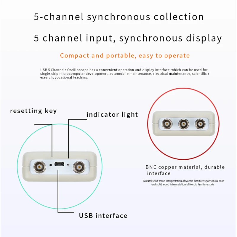 USB 5-Kanal-Oszilloskop, datensynchrone Erfassung, Abtastrate, 1 MHz – Bild 6