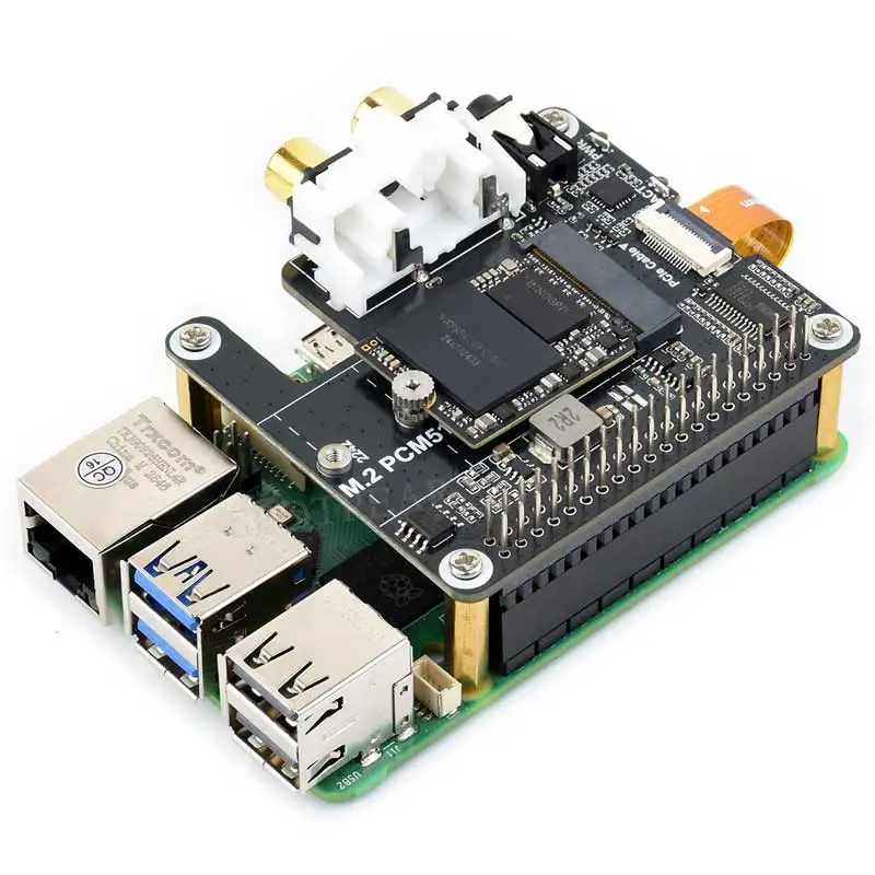 Raspberry Pi 5 PCIe zu M.2 NVMe SSD HAT mit PCM5122 I2S DAC Audio – Bild 3