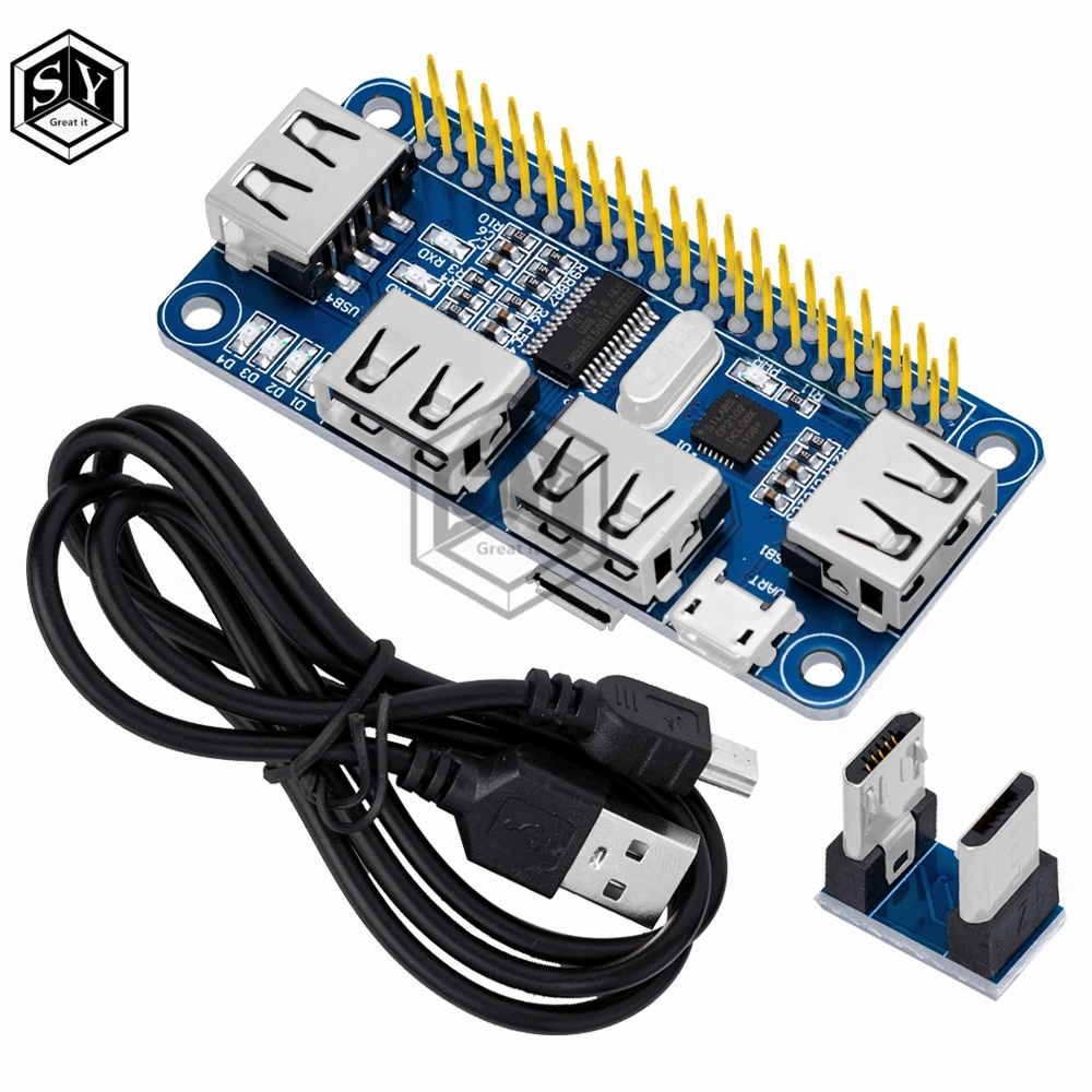 4 Ports USB HUB HAT für Raspberry Pi 3/2/Zero W Extension Board USB zu UART für serielles Debugging kompatibel