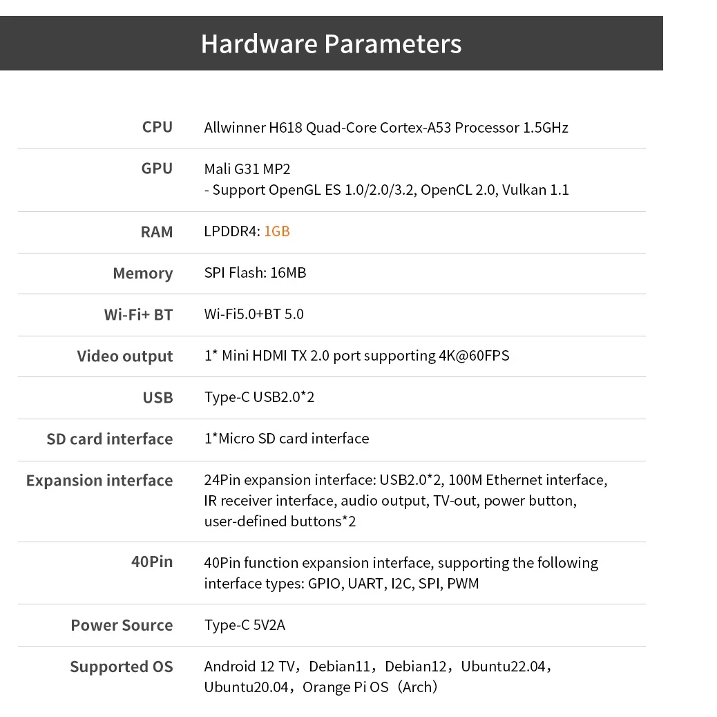 Orange Pi Zero 2W (1G/2G/4G LPDDR4 RAM) H618, 4xARM Cortex-a53 – Bild 4