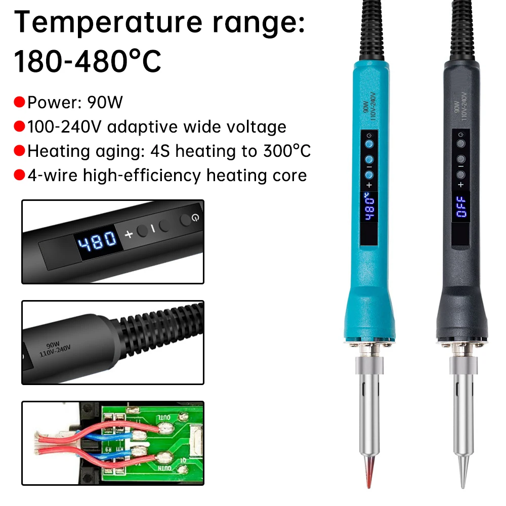 220V 90W Einstellbare Temperatur Digitale Lötkolben Set Kit Reparatur Schweißen Werkzeug Keramik Heizung