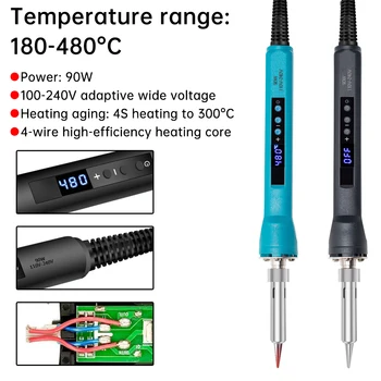 220V 90W Einstellbare Temperatur Digitale Lötkolben Set Kit Reparatur Schweißen Werkzeug Keramik Heizung