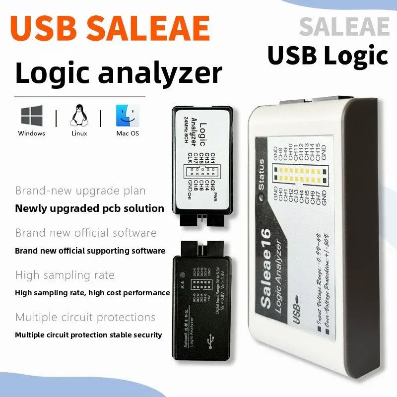Stabiler Logikanalysator Saleae Logic 16-Kanal 8-Kanal FPGA-Debugging 100M Digital-Signal-Oszilloskop 007