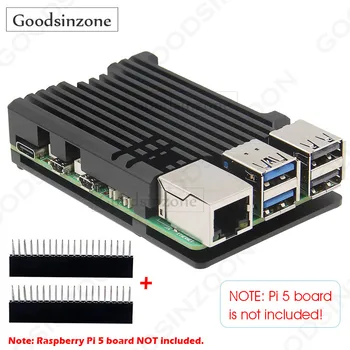 Raspberry Pi 5 Aluminium-Panzergehäuse - passive Kühlkörperhülle mit Thermobändern und GPIO-Kopf