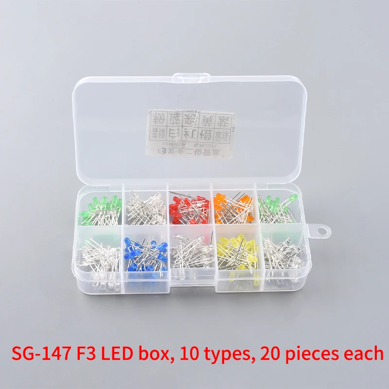 3MM 5MM Leuchtdioden Elektronik-Kit-Box F3 F5 LED-Dioden-Sortiment-Kit Weiß Grün Rot Blau Gelb Orange