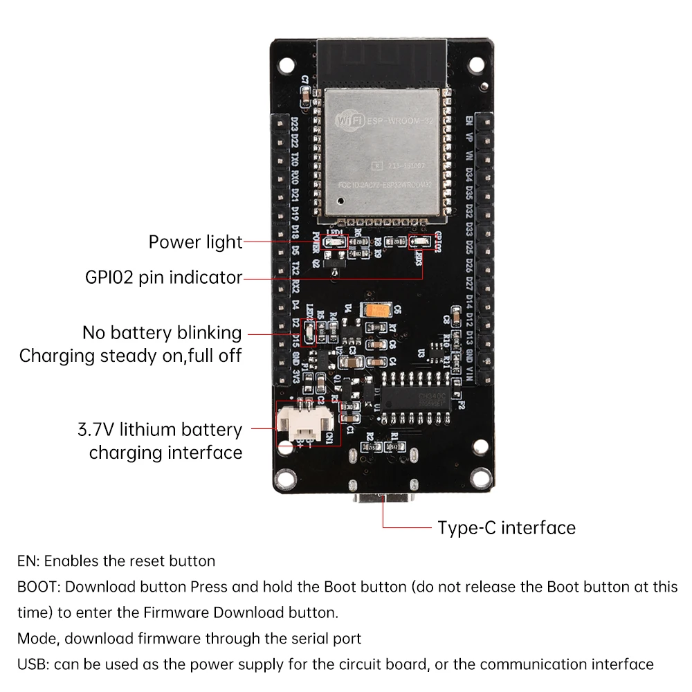 ESP32-WROOM-32 WiFi Bluetooth-Entwicklungsboard On-Board – Bild 4